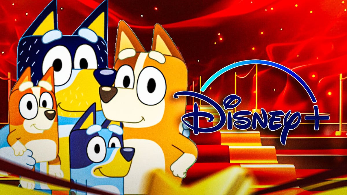 Bluey and a Disney+ logo.