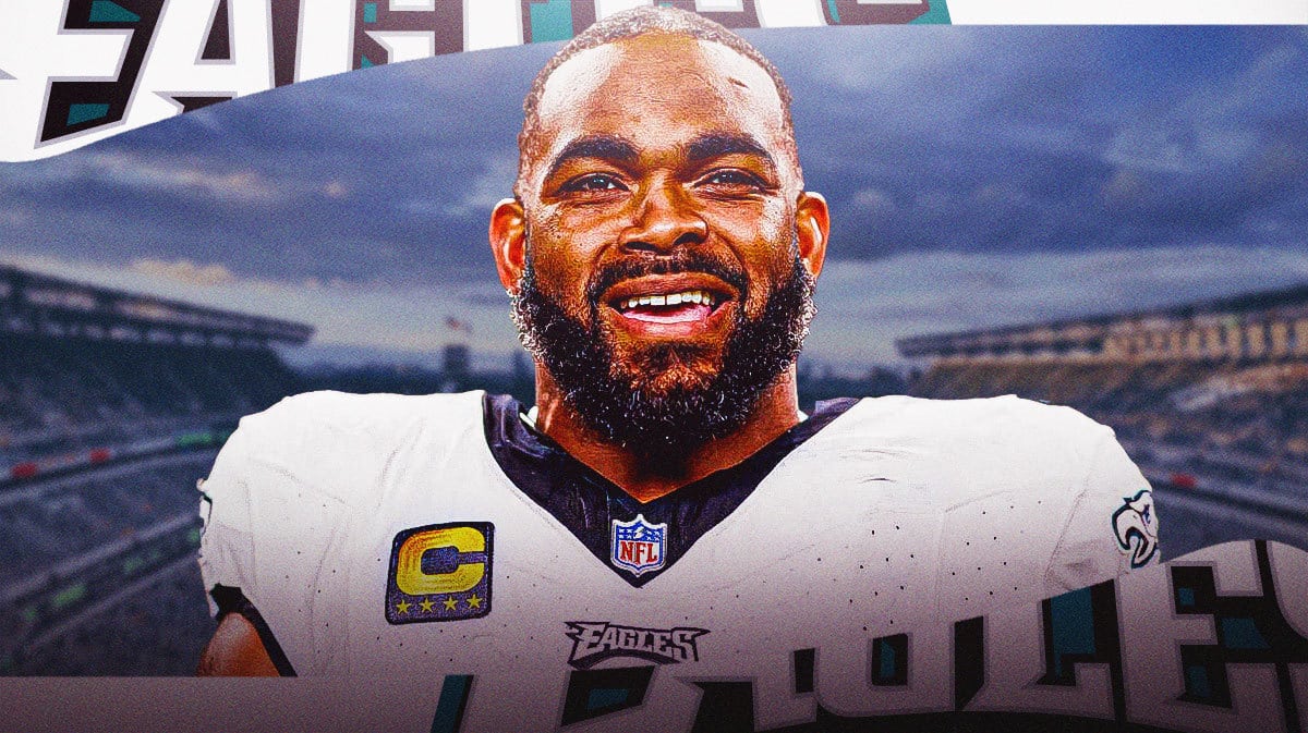 Philadelphia Eagles star Brandon Graham in front of Lincoln Financial Field.
