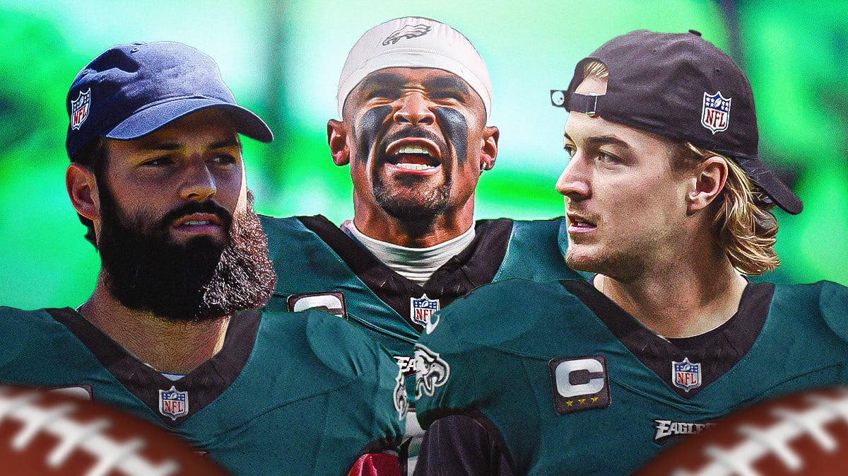 Eagles quarterbacks Jalen Hurts, Will Grier and Kenny Pickett