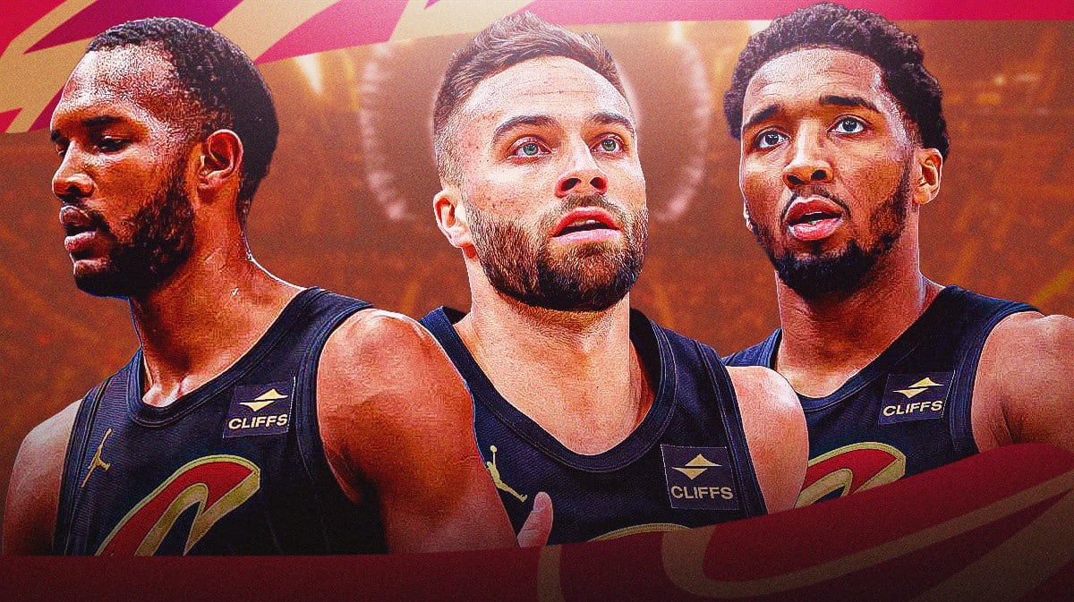 Cavs Evan Mobley, Max Strus and Donovan Mitchell