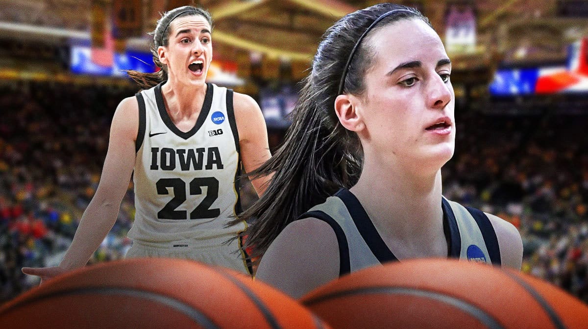 owa women’s basketball player Caitlin Clark, with a cheering crowd in front of the Carver-Hawkeye Arena at the Univesity of Iowa