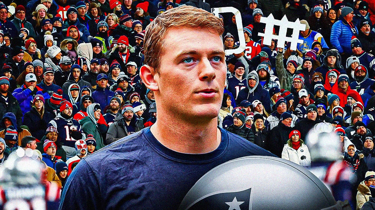 Mac Jones surrounded by Patriots fans