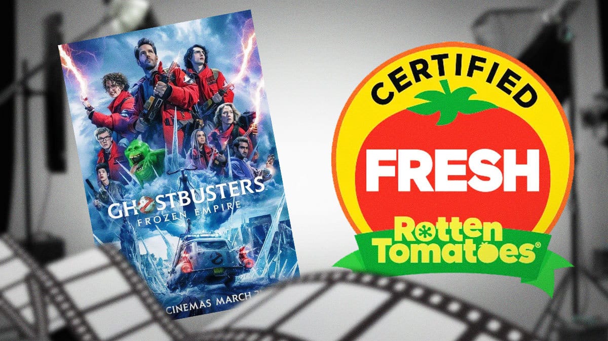 Ghostbusters: Frozen Empire movie poster alongside the Rotten Tomatoes logo