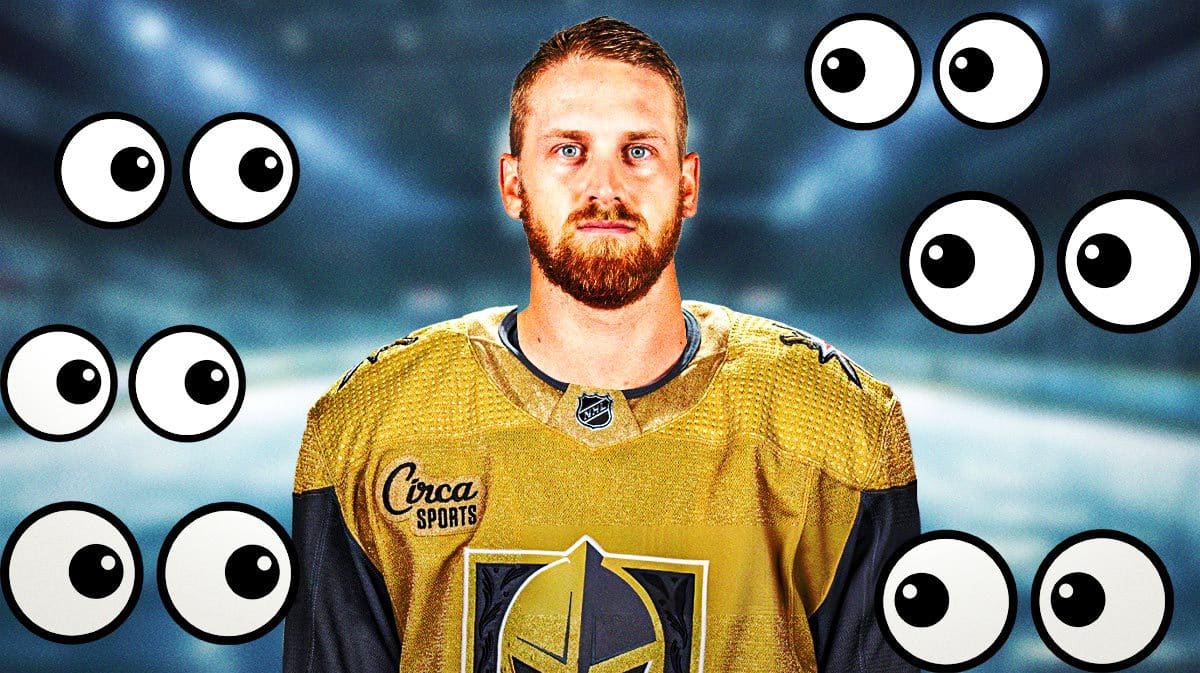 Golden Knights' Anthony Mantha with the eyes emoji around him