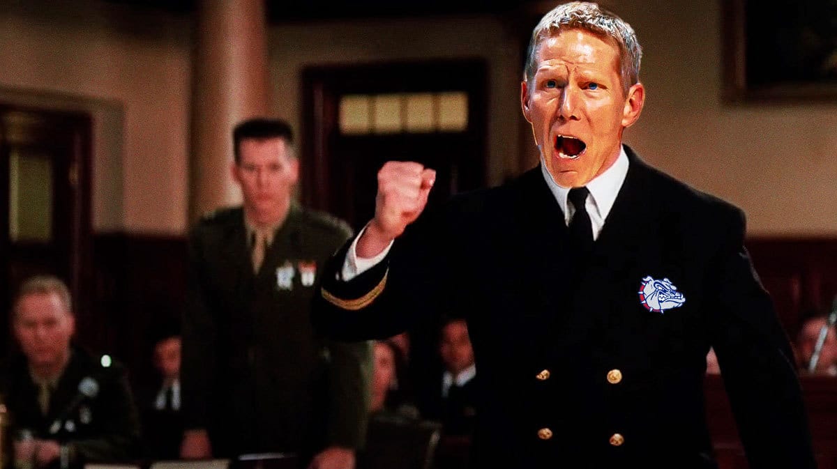 Mark Few (Gonzaga basketball head coach) as Tom Cruise in A Few Good Men