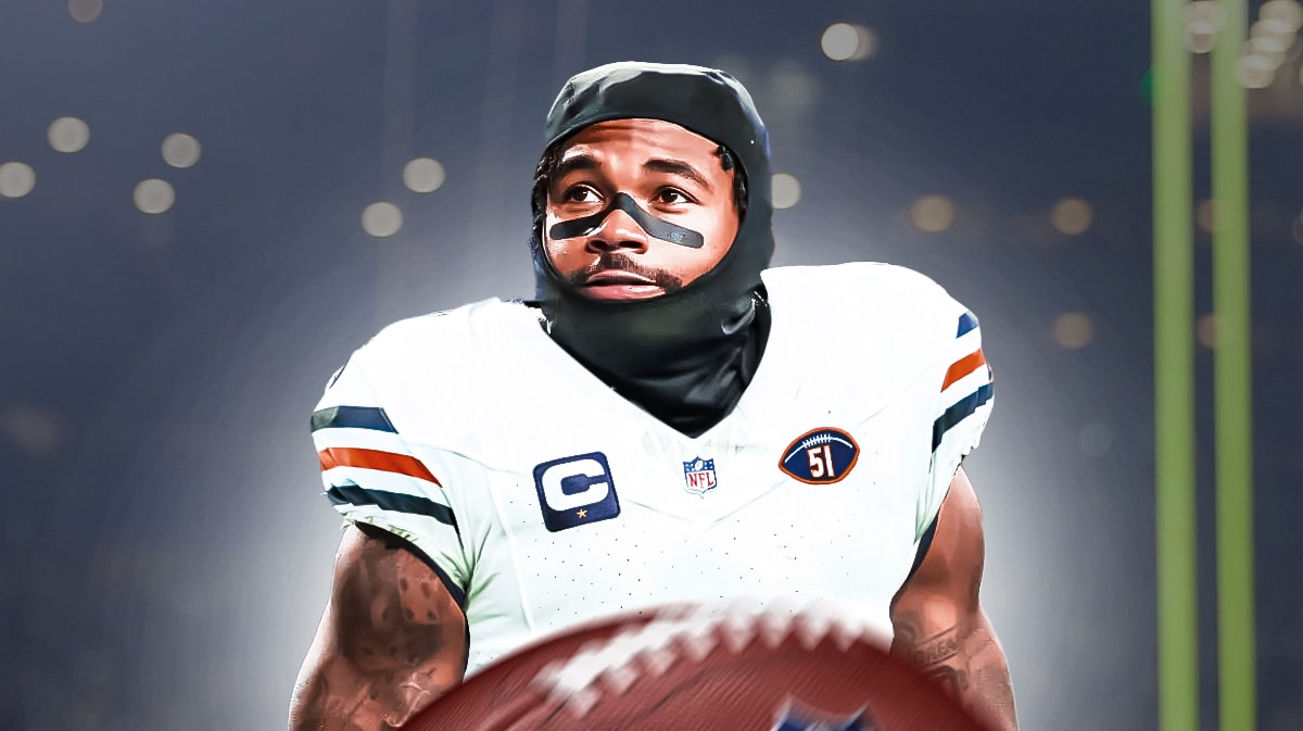 D'Andre Swift smiling in a Chicago Bears uniform
