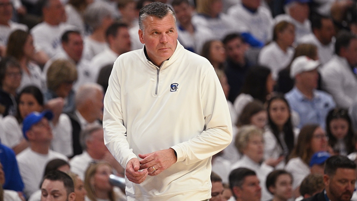 Creighton Bluejays head coach Greg McDermott watches the action against the Marquette Golden Eagles in the first half at CHI Health Center Omaha.