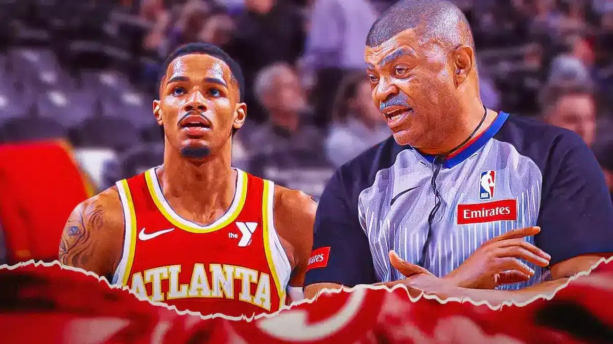 Hawks Dejounte Murray technical foul from referee Tony Brothers
