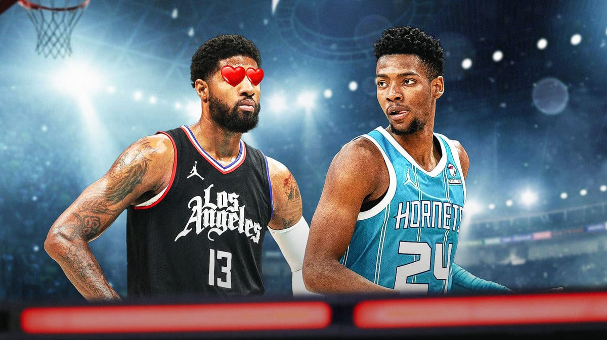 Paul George with heart eyes. Brandon Miller looking hyped.