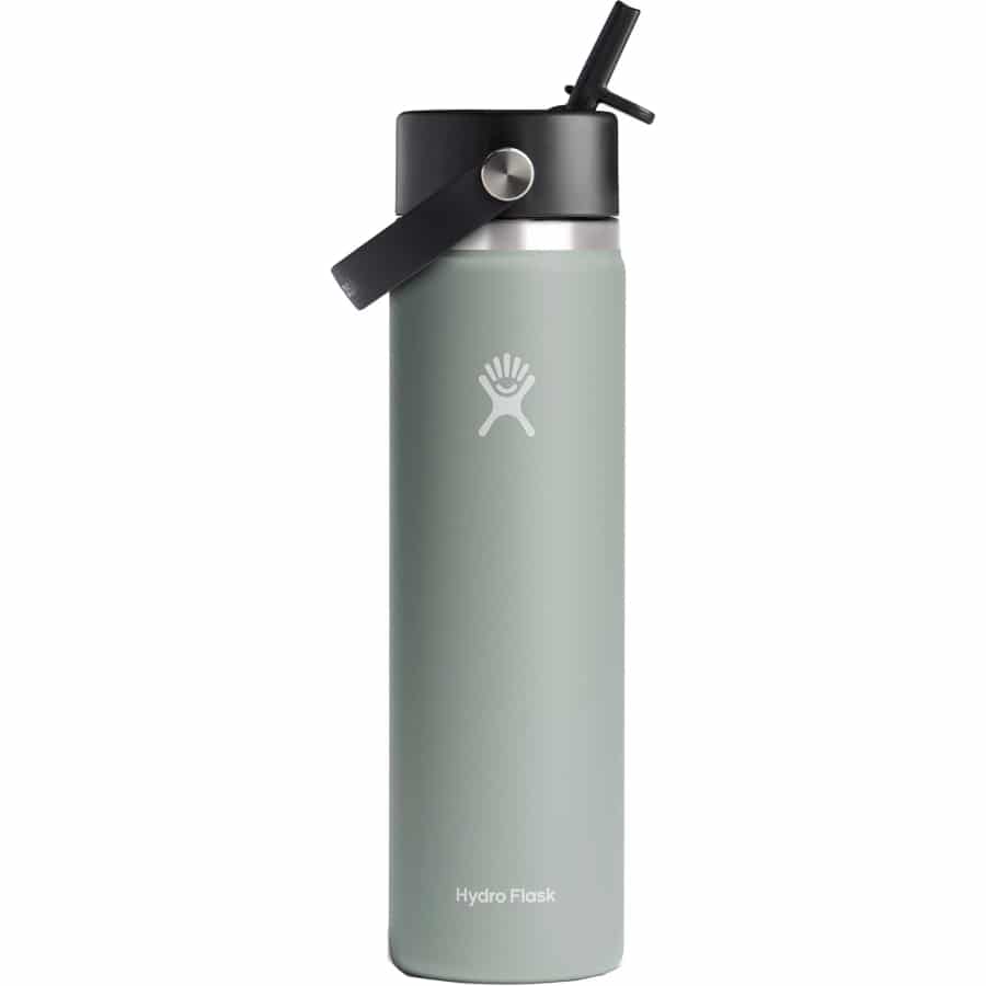 Hydro Flask 24 Oz. Wide Mouth Bottle with Flex Straw Cap - Agave color on a white background.