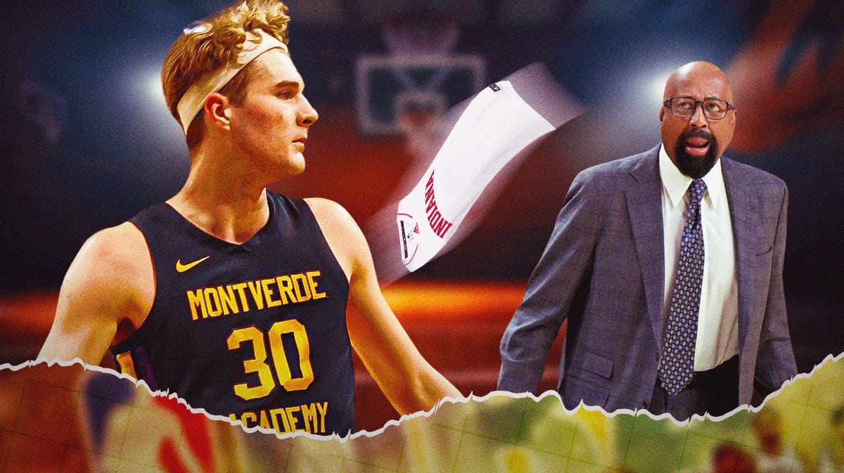 Liam McNeeley throwing away Indiana Hoosiers jersey, Mike Woodson confused face in the background.