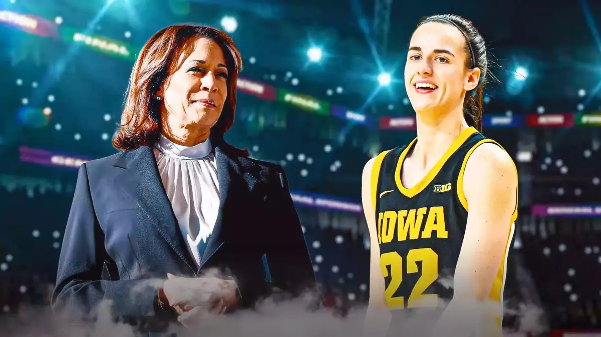Kamala Harris and Iowa women's basketball star Caitlin Clark