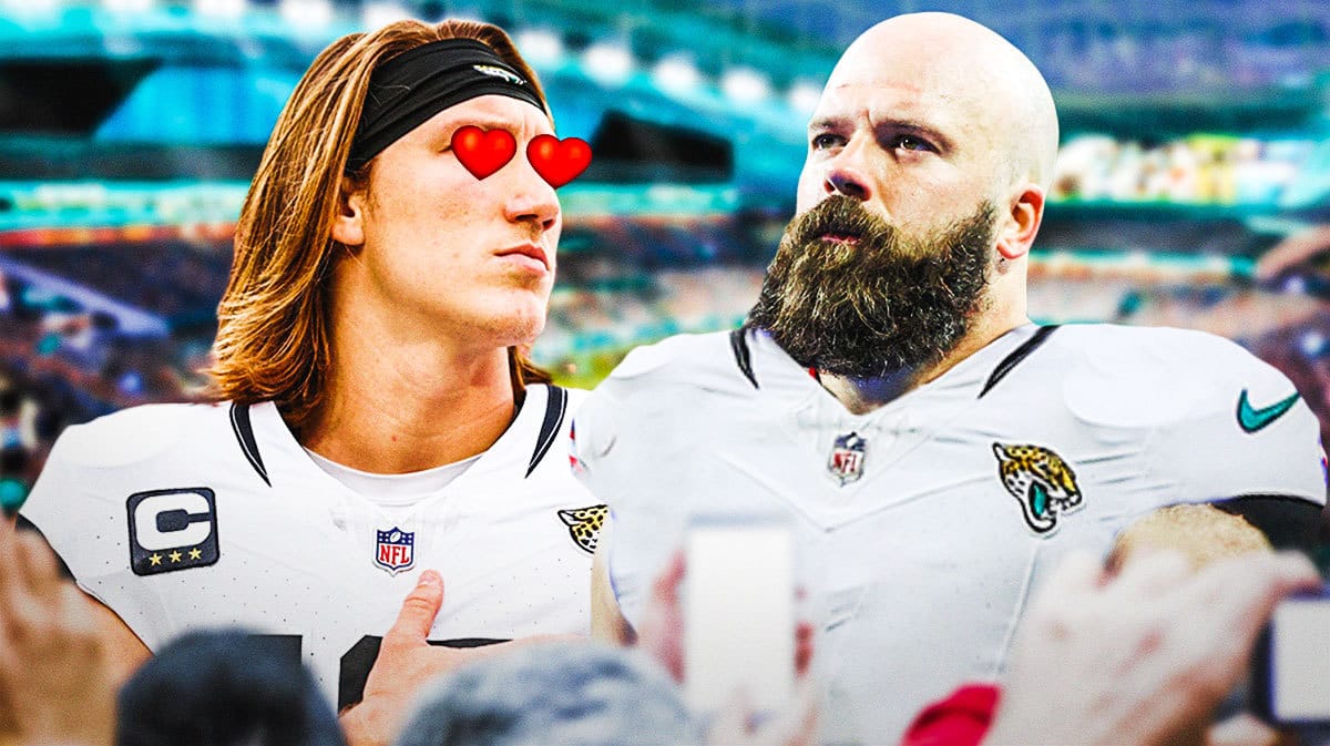 Mitch Morse in Jaguars Jersey, Trevor Lawrence