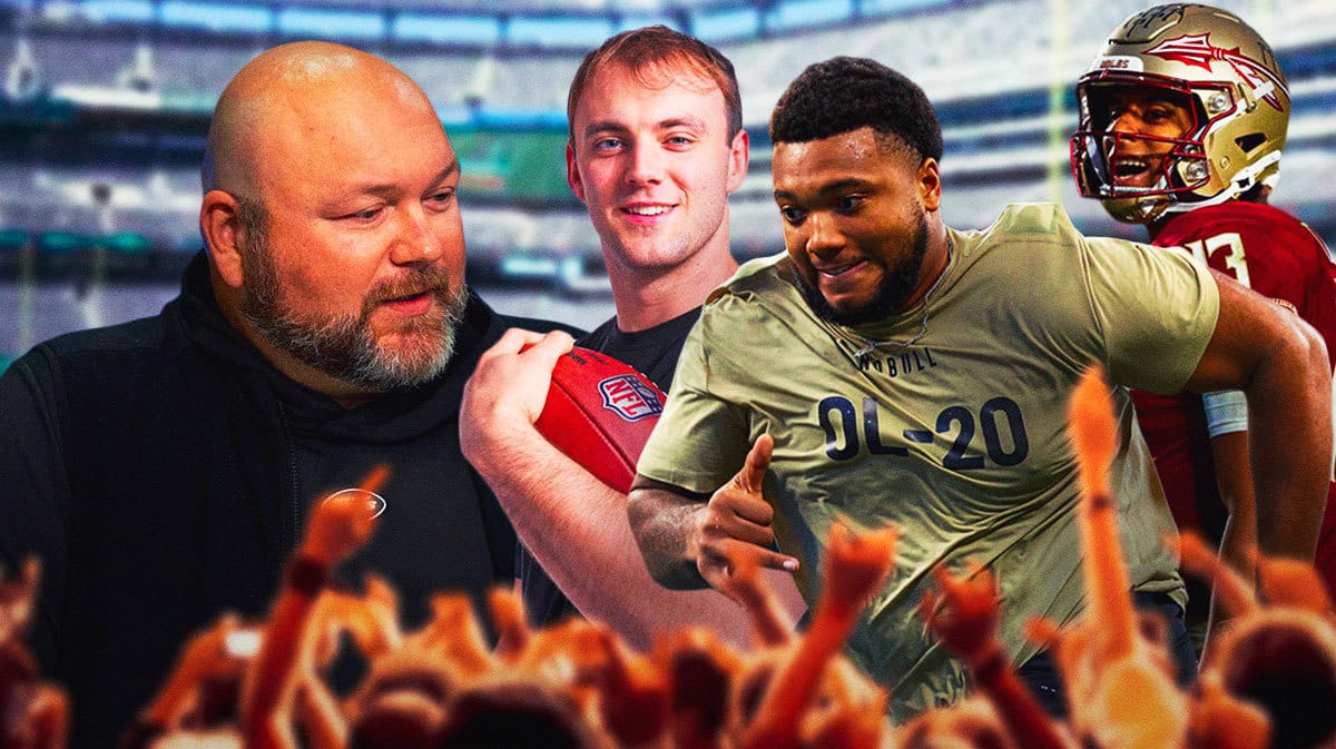 Jets'Joe Douglas looking at 2024 NFL draft prospects Brock Bowers (Georgia), Blake Fisher (Notre Dame) and Jordan Travis (Florida State)