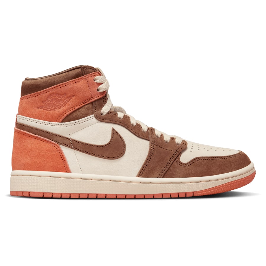 Jordan Retro 1 High OG 'Dusted Clay' - Clay/Brown color on a white background.