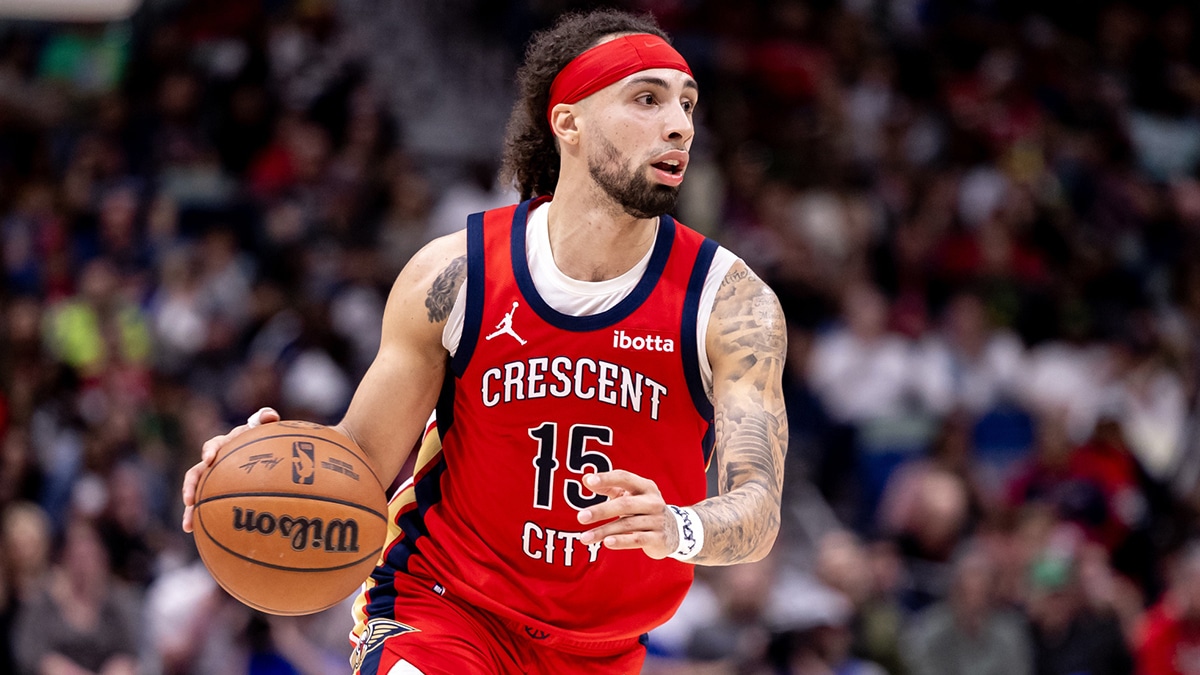 New Orleans Pelicans guard Jose Alvarado (15) dribbles against the Portland Trail Blazers during the second half at Smoothie King Center.