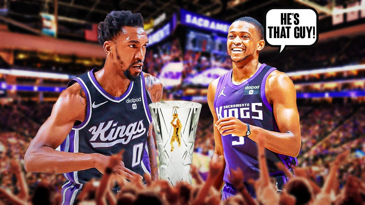 Kings' De'Aaron Fox saying "He's that guy" to Malik Monk