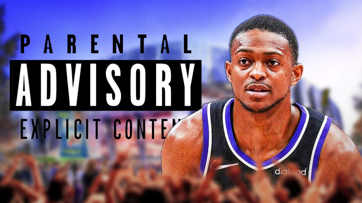 Kings' De'Aaron Fox with parental advisory logo