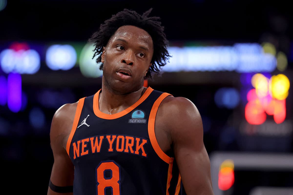 New York Knicks forward OG Anunoby (8) during the third quarter against the Denver Nuggets at Madison Square Garden.