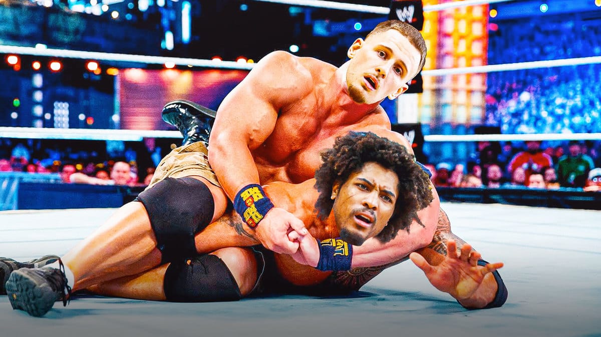 Donte DiVincenzo (Knis) and Kelly Oubre (76ers) as The Rock and John Cena