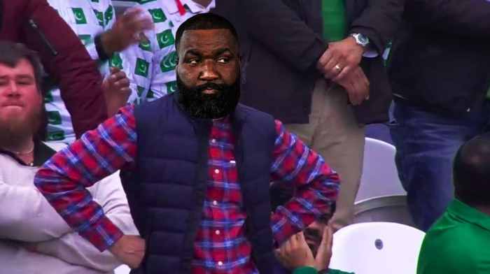 Kendrick Perkins as the annoyed cricket fan meme
