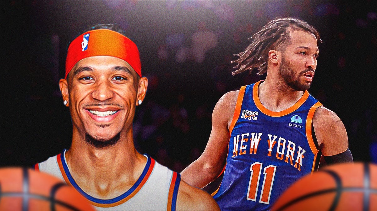 New York Knicks' Josh Hart on the left, Jalen Brunson on the right.