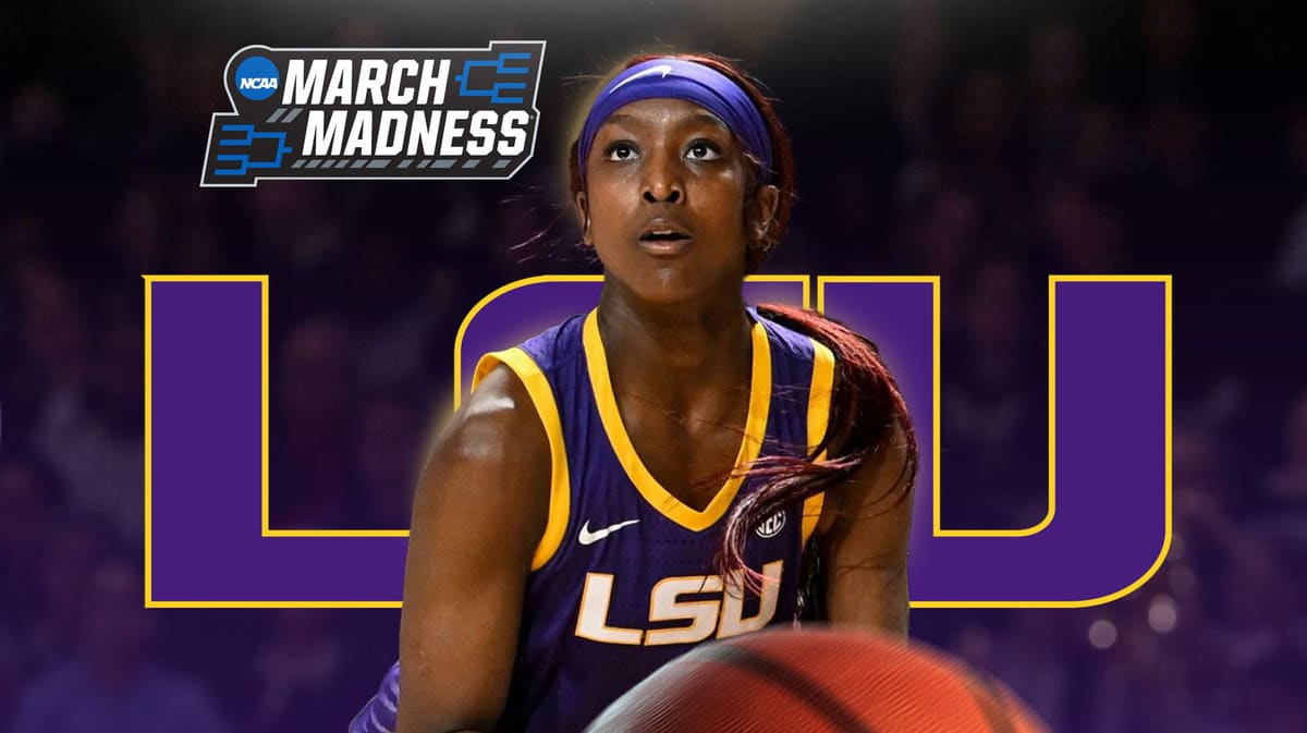 LSU women's basketball star Flau'jae Johnson shoots free throwing during UCLA, Sweet 16, March Madness game