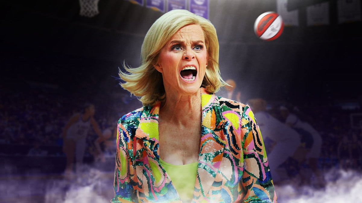 Kim Mulkey with angry expression, LSU women's basketball