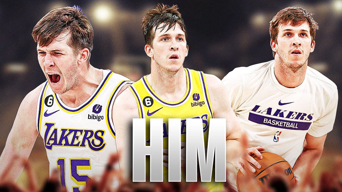 Lakers' Austin Reaves hyped up, with caption below: HIM