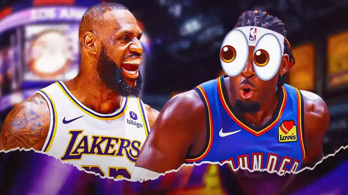 Lakers Anthony Davis teamate LeBron James with Thunder Lu Dort