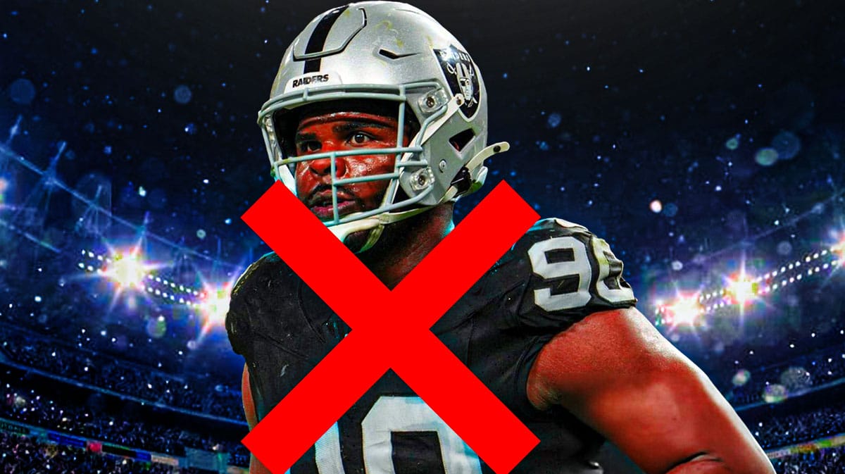 Raiders' Jerry Tillery with an X on him.