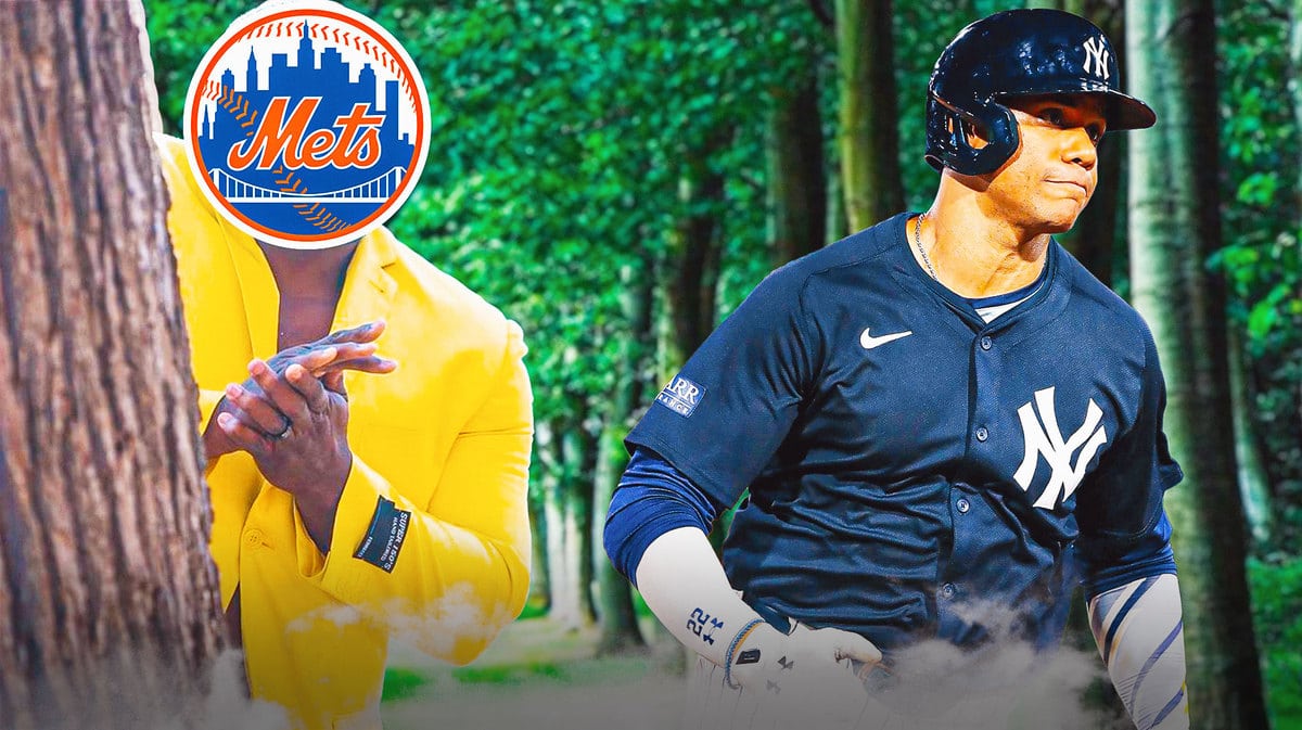 Mets as Anthony Adams rubbing hands meme while looking at Juan Soto