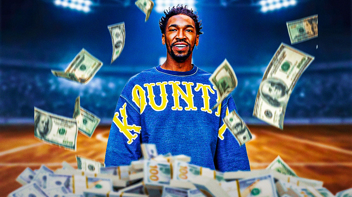 Malik Monk surrounded by piles of cash.