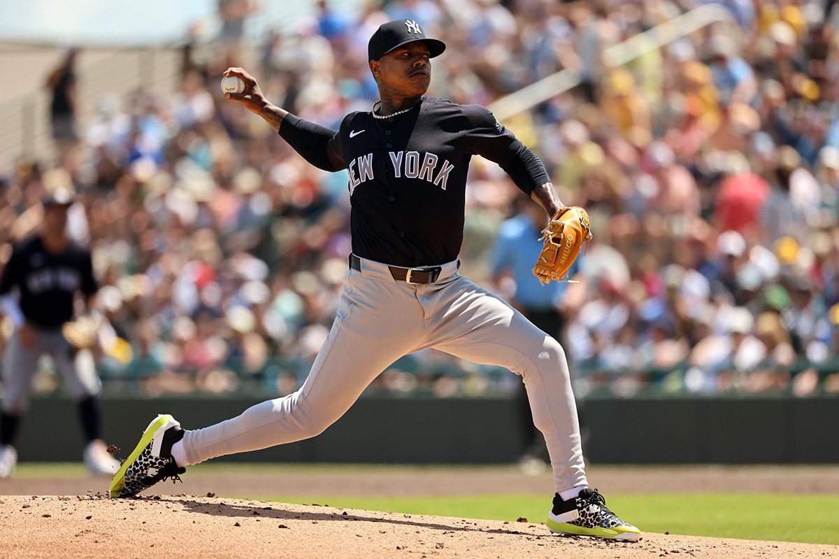 New York Yankees starting pitcher Marcus Stroman (0) throws a pitch during the first inning against the Pittsburgh Pirates at LECOM Park. 