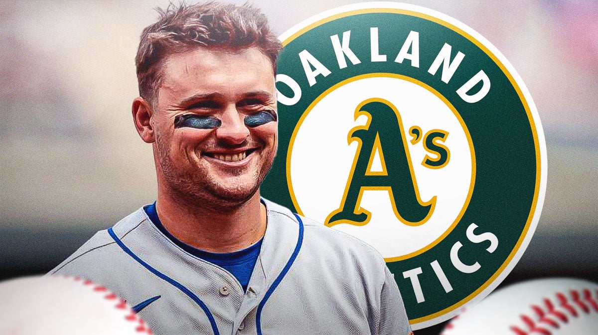 Oakland Athletics logo with J.D. Davis right next to it.