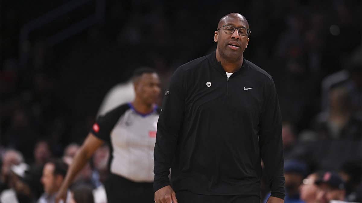 Sacramento Kings head coach Mike Brown reacts during the first half against the Washington Wizards at Capital One Arena.