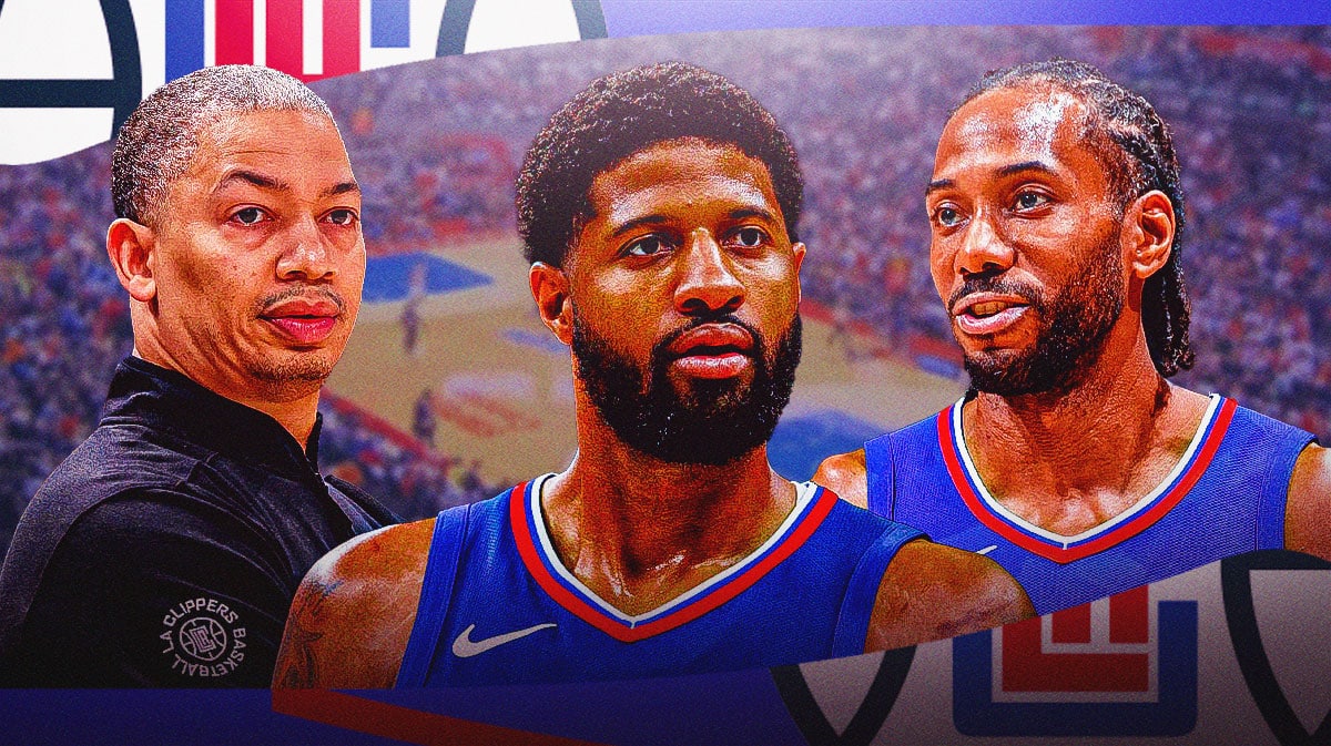 Clippers' Paul George with Ty Lue and Kawhi Leonard