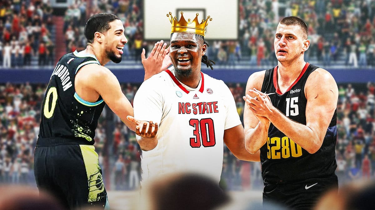 NC State Wolfpack star DJ Burns with Nuggets Nikola Jokic after March Madness win over Duke