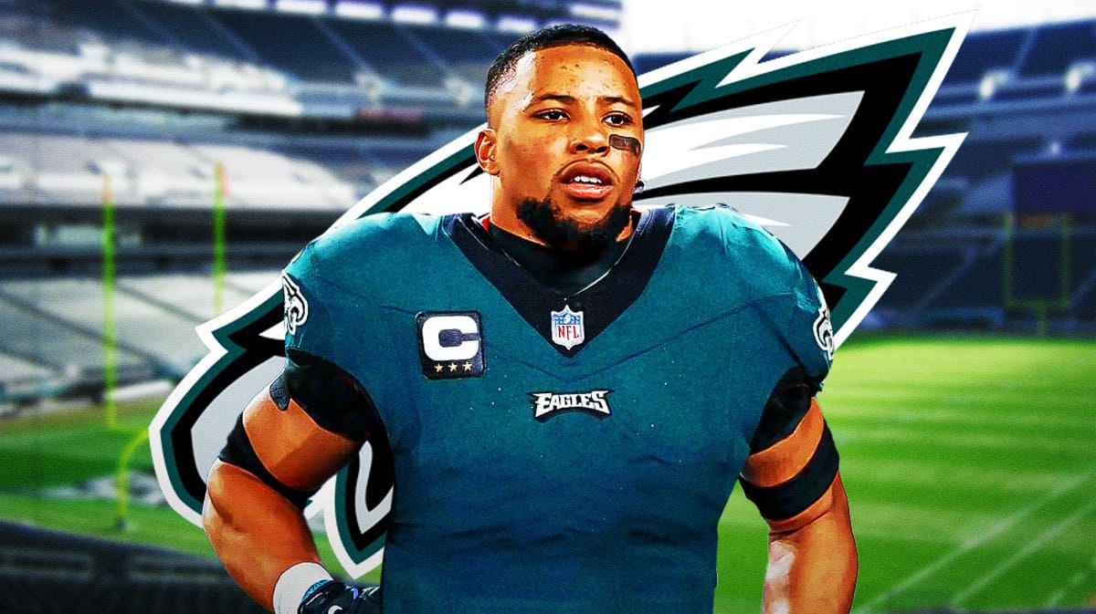 Saquon Barkley in a Philadelphia Eagles uniform.