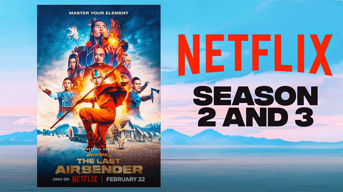 Avatar: The Last Airbender poster, Netflix logo, Season 2 and 3