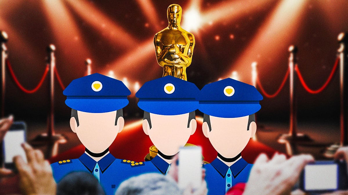 Oscar with security guards.