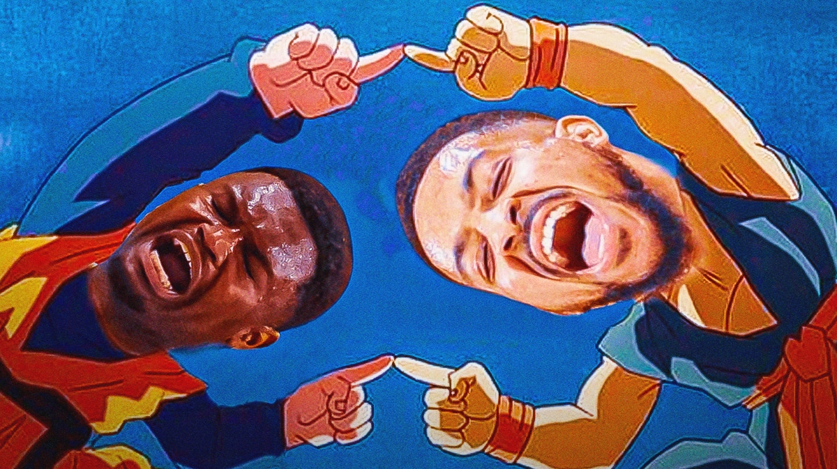 Zion Williamson, CJ McCollum doing the Dragon Ball Z fusion pose