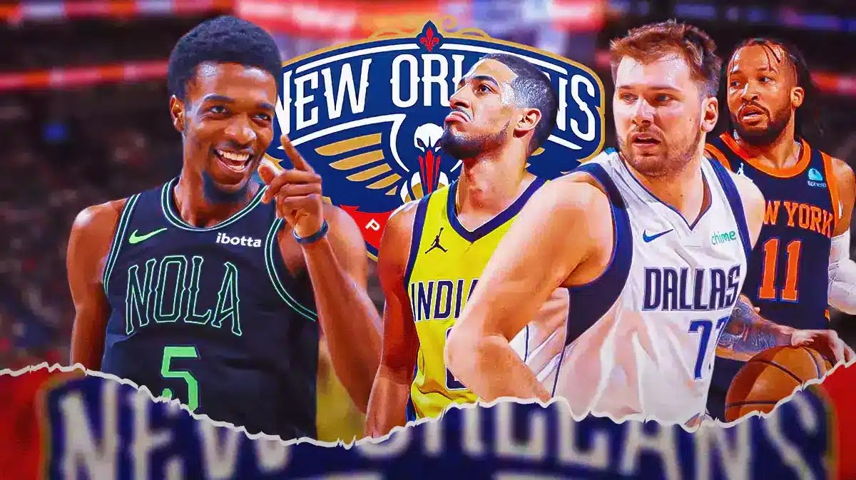 Pelicans Herb Jones next to Pacers Tyrese Haliburton, Mavs Luka Doncic and Knicks Jalen Brunson