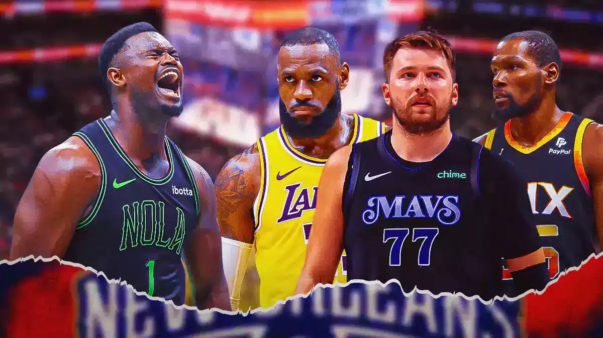 Pelicans Zion Williamson shouting at Lakers LeBron James, Mavericks Luka Doncic and Suns Kevin Durant