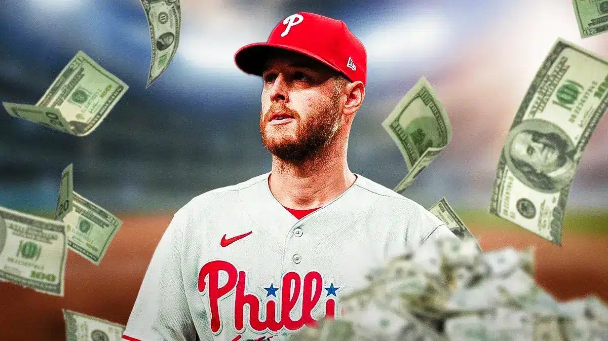 Zack Wheeler with money falling around him