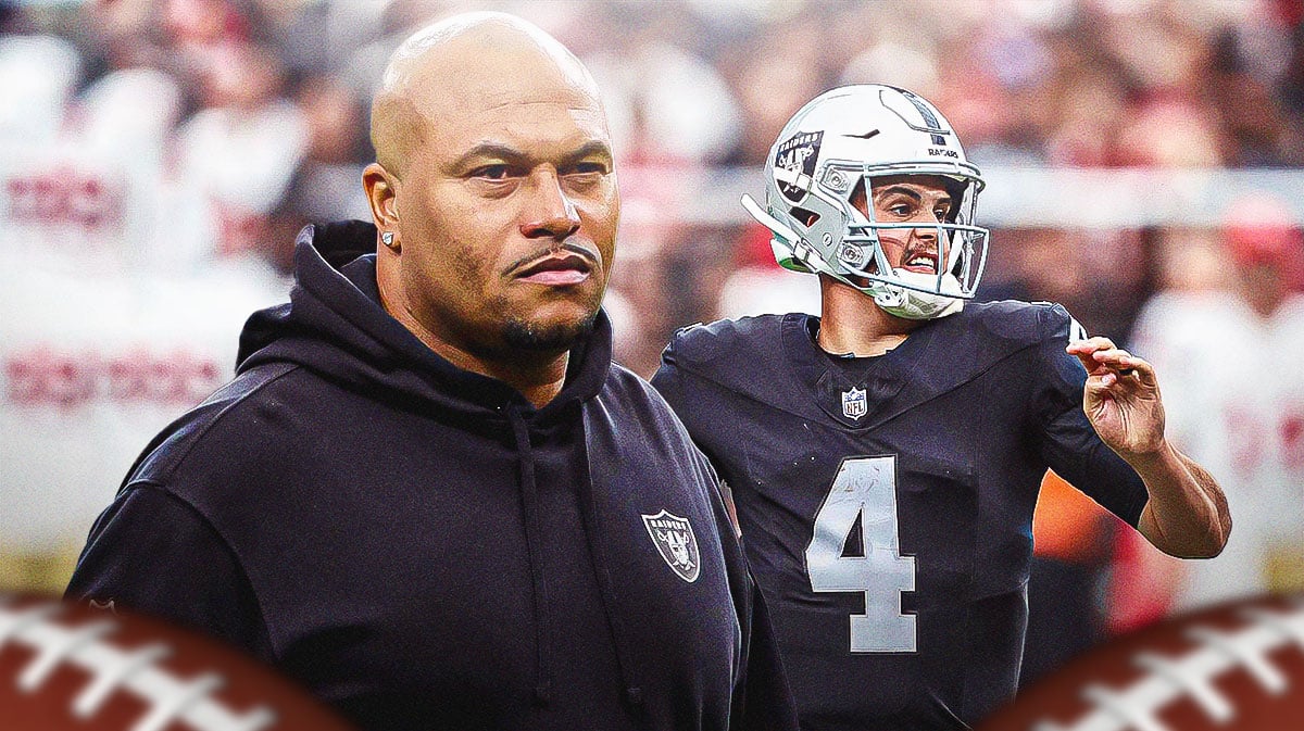Antonio Pierce next to Aidan O'Connell (Las Vegas Raiders)