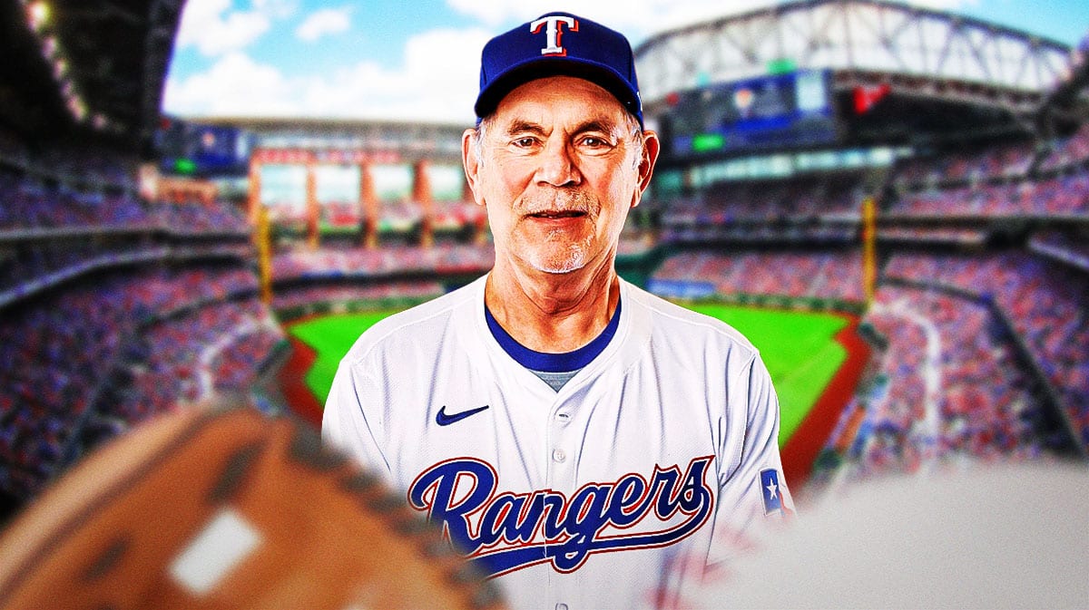 Rangers, Burce Bochy, José Ureña, José Ureña Rangers, Bruce Bochy Rangers, Bruce Bochy with Rangers (baseball) stadium in the background