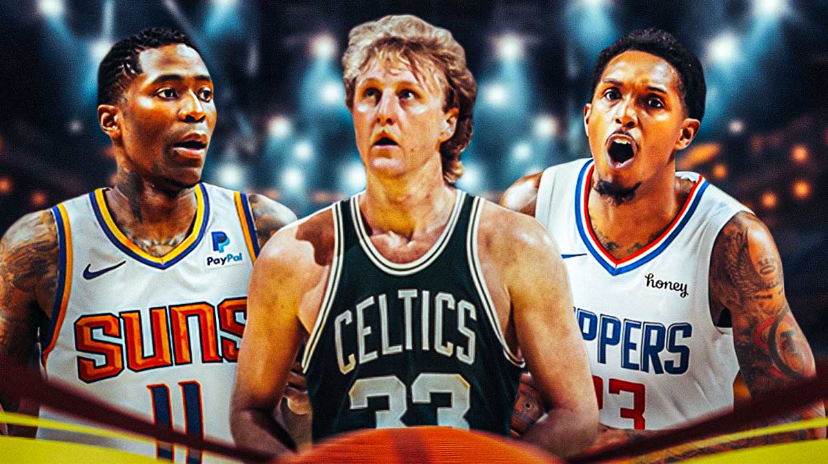 Jamal Crawford playing for the Suns, Larry Bird playing for the Celtics, and Lou Williams playing for the Clippers.