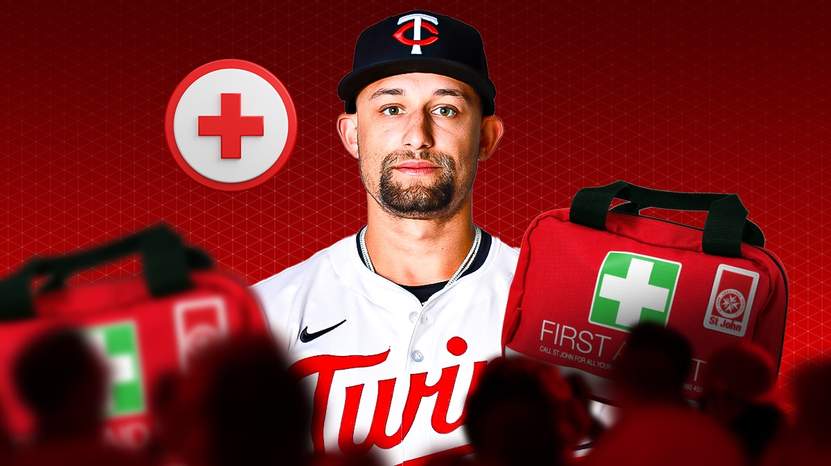Twins' Royce Lewis with medical kit next to him