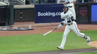 Minnesota Twins third baseman Royce Lewis (23) rounds the bases after hitting a solo home-run in the first inning against the Houston Astros during game four of the ALDS for the 2023 MLB playoffs at Target Field.